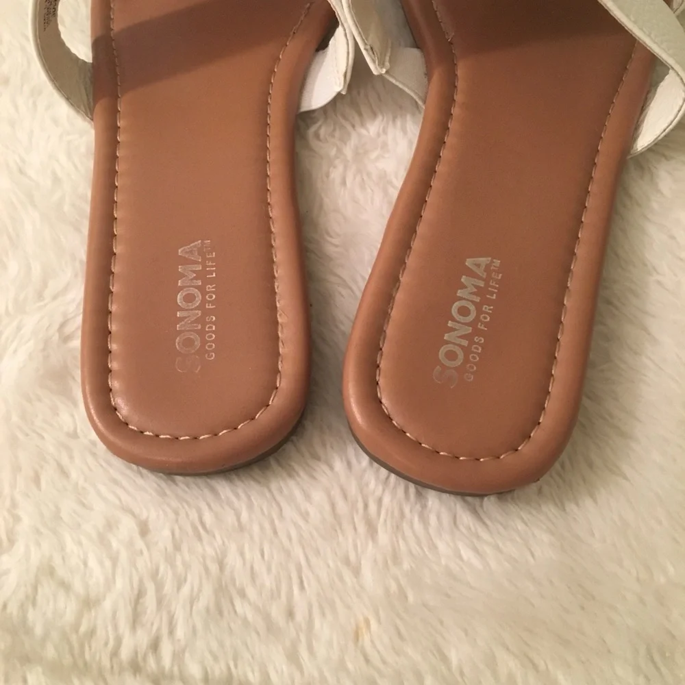 Sonoma White Flat Sandals, Size Large (8 to 9)